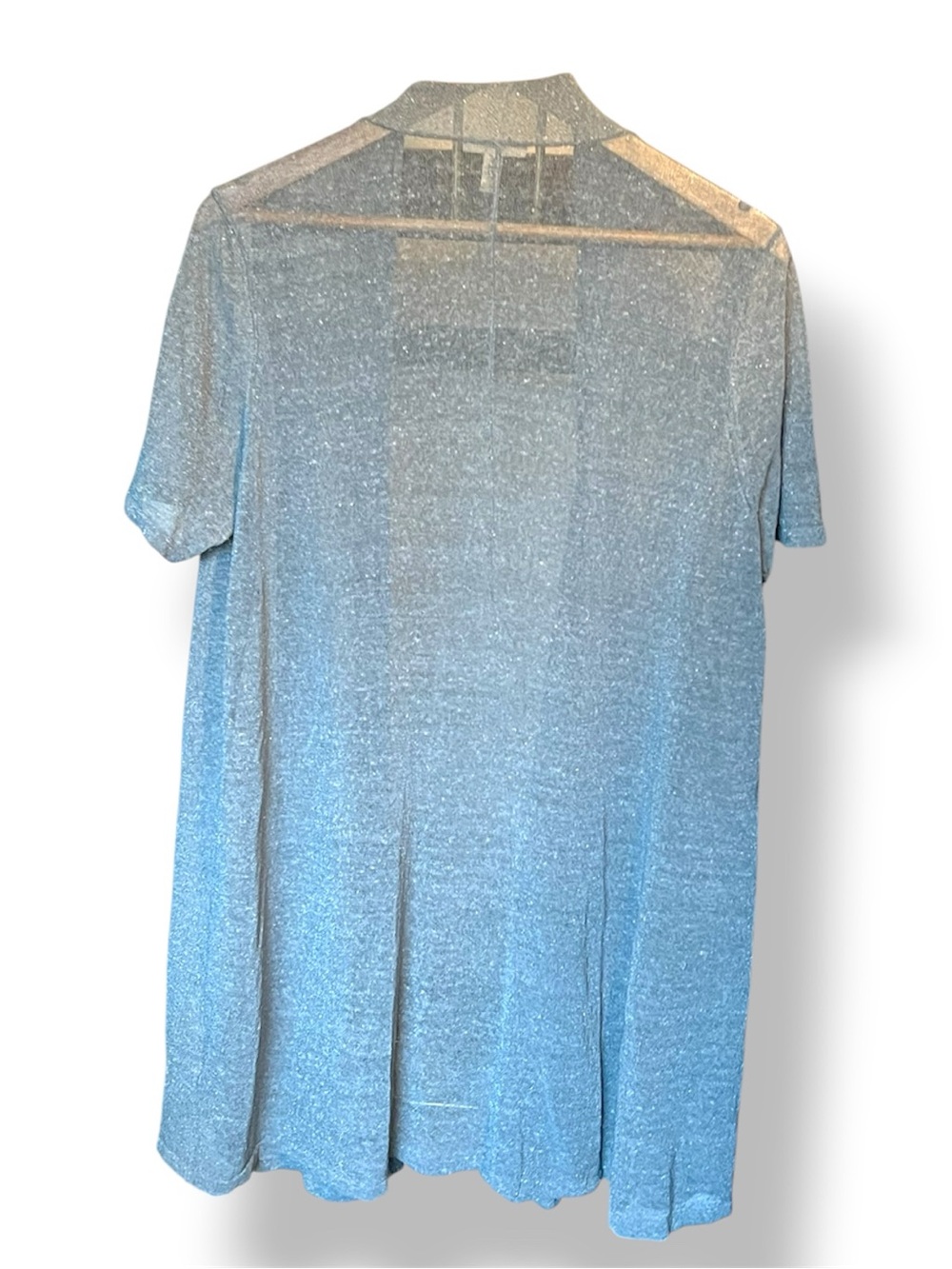 Eileen Fisher Open Front Summer Cardigan in Light Blue 58% Organic Line. - Picture 4 of 9